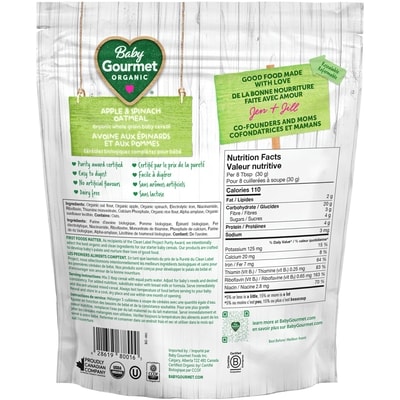 Céréales biologiques avoine aux épinards et aux pommes