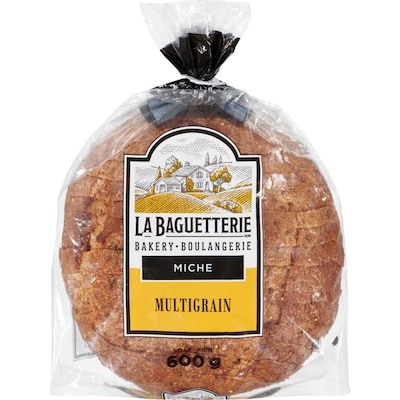 La Baguetterie Multigrain Miche Sliced 600 g, $1.00/100g