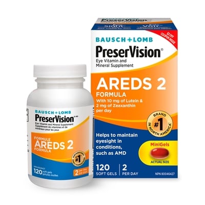 Bausch & Lomb Formule AREDS 2 PreserVision 120 ea, 0,31 $/1ch