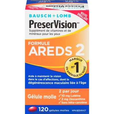 Bausch & Lomb Formule AREDS 2 PreserVision 120 ea, 0,32 $/1ch
