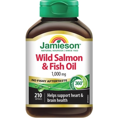 Jamieson No Fishy Aftertaste Wild Salmon & Fish Oil 210 ea, $0.14/1ea