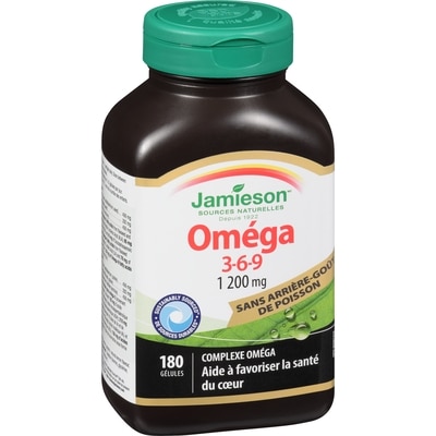 Oméga 3-6-9 sans arrière-goût de poisson 1,200mg