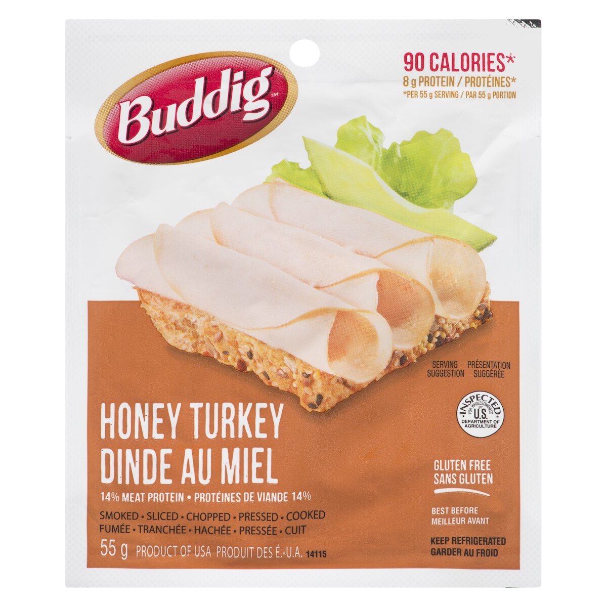 Carl Buddig Dinde rôtie au miel 55 g, 4,55 $/100g
