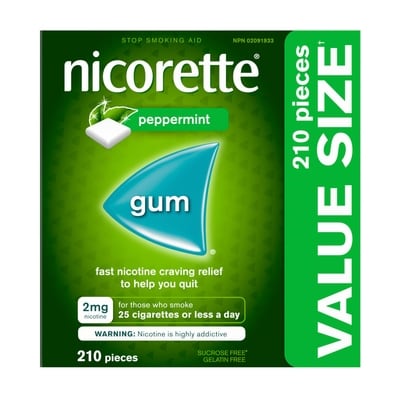 Nicorette Nicotine Gum, Ultra Fresh Mint, 2mg 210 ea, $0.35/1ea