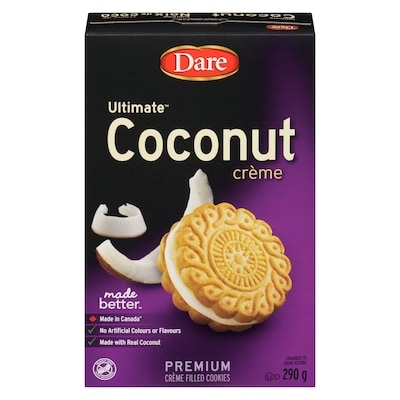 Dare Ultimate Coconut Crème Cookies 290 g, $1.03/100g