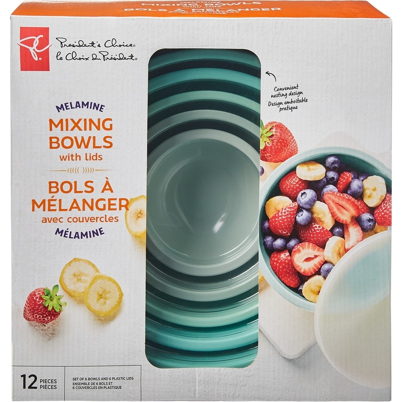 Melamine Mixing Bowl Set With Lids, 6 Pieces