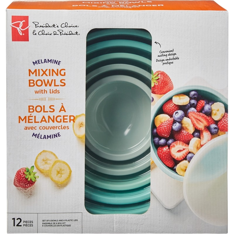 Melamine Mixing Bowl Set With Lids, 6 Pieces
