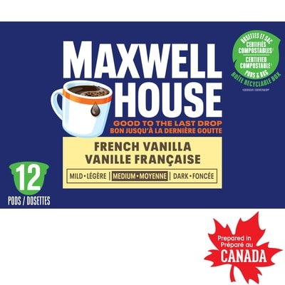 Maxwell House French Vanilla Flavoured Coffee Certified Compostable K-Cup Coffee Pods 108 g, $12.03/100g