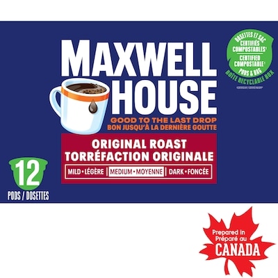 Maxwell House Original Roast Coffee Certified Compostable K-Cup Coffee Pods 114 g, $10.53/100g