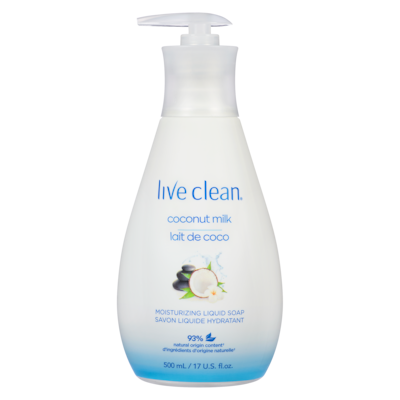 Live Clean Savon liquide pour les mains hydratant lait de coco 500 ml, 1,20 $/100ml