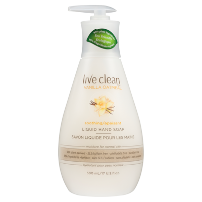 Live Clean Savon liquide pour les mains apaisant vanille et avoine 500 ml, 1,30 $/100ml