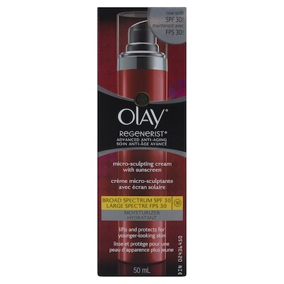 Olay Crème micro-sculptante avec écran solaire large spectre FPS 30 hydratant pour le visage Regenerist 50 ml, 68,78 $/100ml
