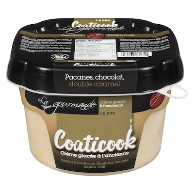 Coaticook Crème glacée à l'ancienne, caramel chocolat et pacanes 1.5 l, 0,53 $/100ml