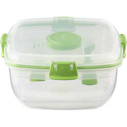 Salad To Go Lunch Box with Compartments, Cutlery & Dressing Container, Colour May Vary , 1 Pack