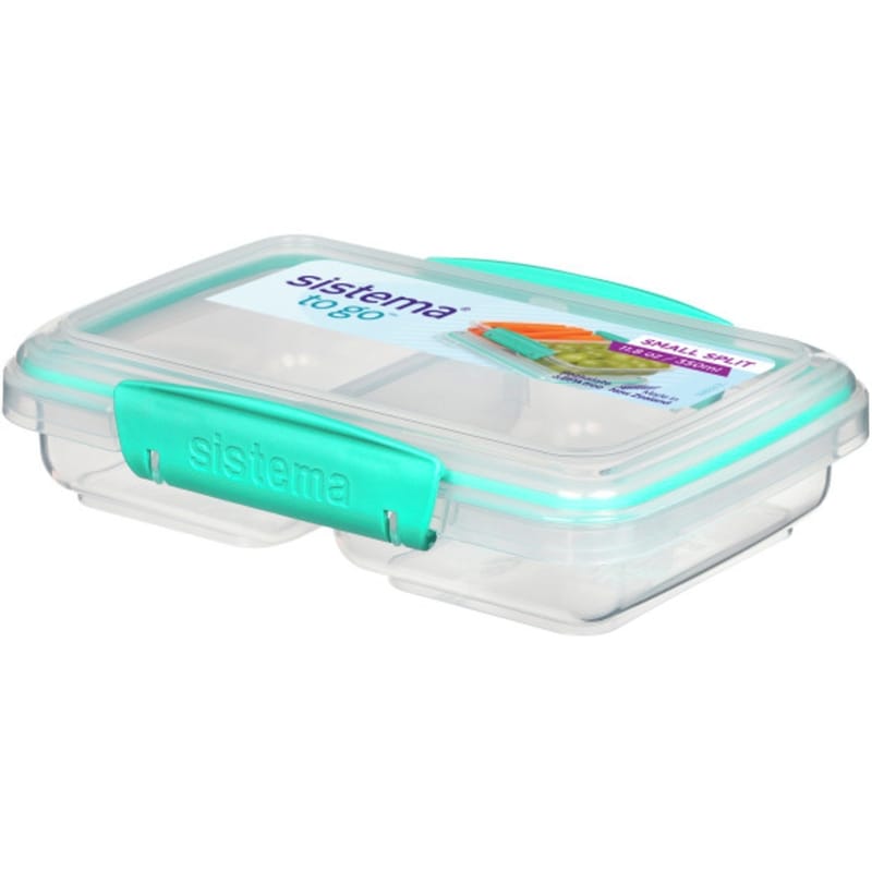 Small Split TO GO Food Storage Container, Lunch Box with Compartments, BPA-Free, Minty Teal