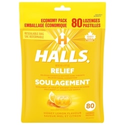 Halls Honey Lemon Flavour Cough Drops, 1 Resealable Bag (80 count) 80 ea, $0.14/1ea