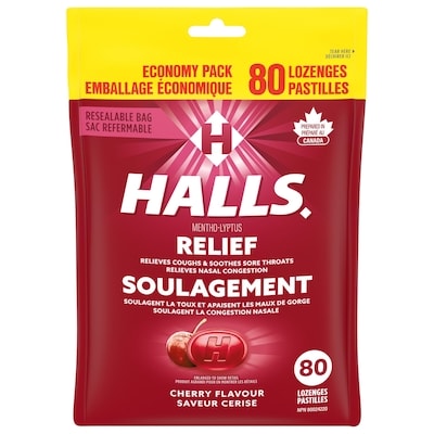 Halls Cherry Flavour Cough Drops, Throat Lozenges 80 Lozenges 80 ea, $0.16/1ea