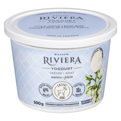 Riviera Yogourt au lait de chèvre, nature, 4,9 % 500 g, 1,40 $/100ml