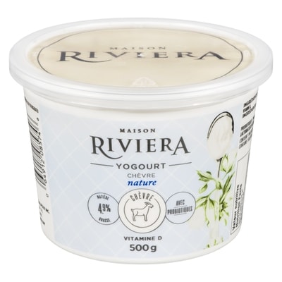 Riviera Yogourt au lait de chèvre, nature, 4,9 % 500 g, 1,50 $/100ml