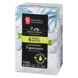 President's Choice 3-Ply Hypoallergenic Facial Tissues, 6 Boxes