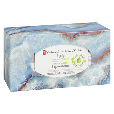 Facial Tissue With Lotion, 3 Ply, 120 sheets