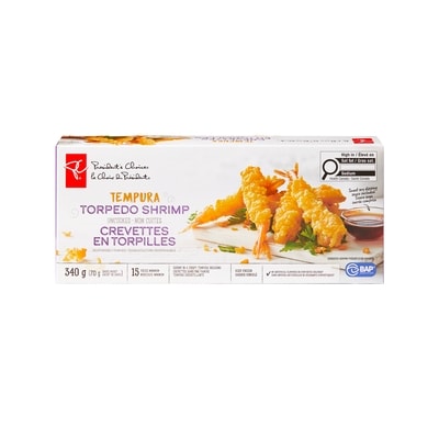 President's Choice Tempura Torpedo Shrimp 340 g, $3.24/100g