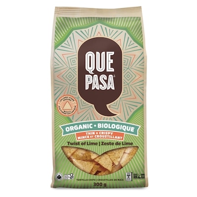 Que Pasa Croustilles de maïs minces et croustillantes biologiques Citron vert 300 g, 1,33 $/100g