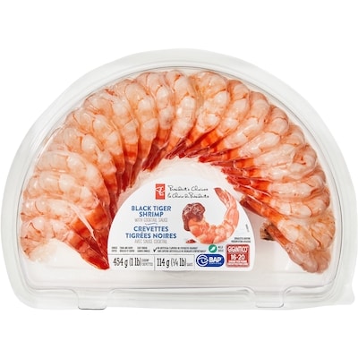 President's Choice Black Tiger Shrimp With Mild Cocktail Sauce Gigantico 568 g, $4.93/100g