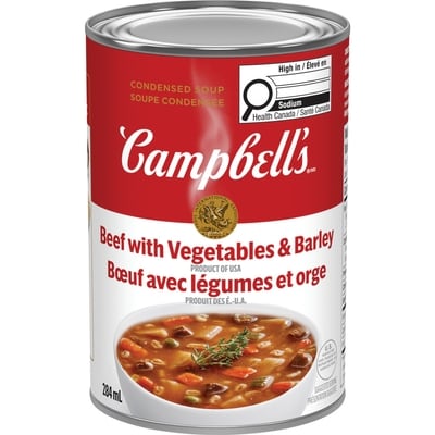 Campbell's Beef with Vegetables & Barley 284 ml, $0.88/100ml