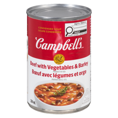 Campbell's Beef with Vegetables & Barley 284 ml, $0.88/100ml