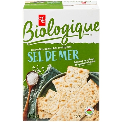 PC Biologique Craquelins-pains plats multigrains au sel de mer Biologique 142 g, 3,17 $/100g