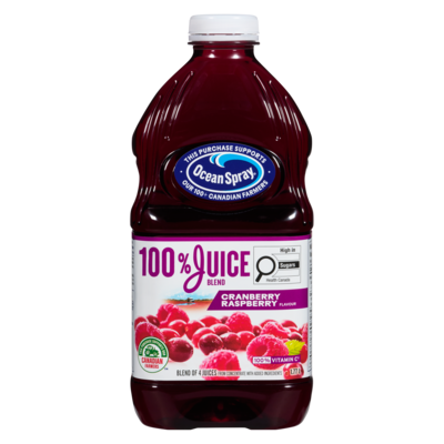 Ocean Spray 100% Juice Blends 100% Juice, Cranberry and Raspberry 1.77 l, $0.34/100ml