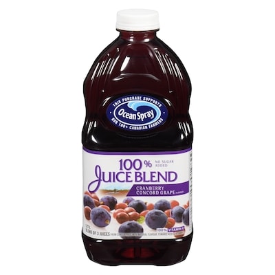 Ocean Spray 100% Juice Blends 100% Juice, Cranberry and Grape 1.77 l, $0.25/100ml