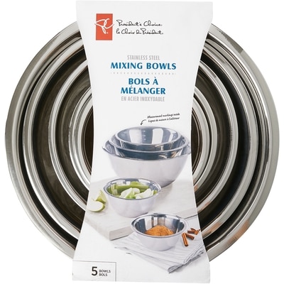 President's Choice Stainless Steel Mixing Bowl Set, 5 Piece  5x1.0 ea, $6.00/1ea