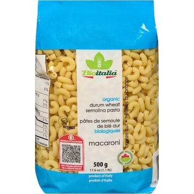 Bioitalia Organic Drum Wheat Semolina Pasta, Macaroni 500 g, $0.66/100g