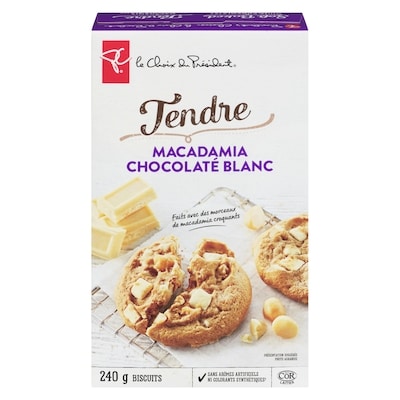 le Choix du Président Biscuits tendres noix de macadamia et morceaux chocolatés blancs  240 g, 2,08 $/100g