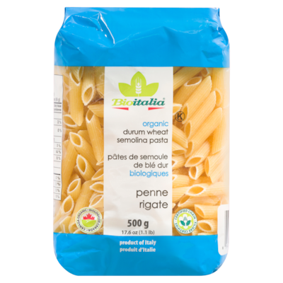 Bioitalia Pâtes de Semoule de Blé Dur Biologiques Penne Rigate 500 g, 0,62 $/100g