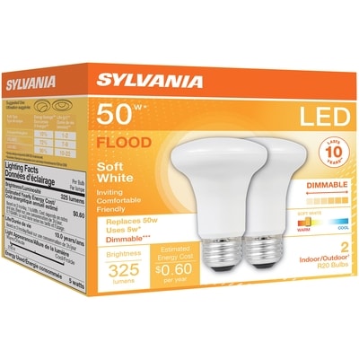 Sylvania LED Dimmer Light Bulb 5W R20, 10 Year 1 ea, $8.50/1ea