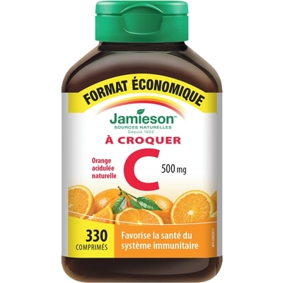 Jamieson Vitamine C à croquer 500 mg Format économique - Orange acidulée 330 ea, 0,05 $/1ch
