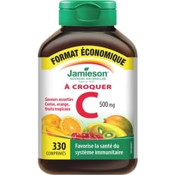 Jamieson Vitamine C à croquer 500 mg Format économique (330 unités), 3 saveurs assorties 330 ea, 0,05 $/1ch