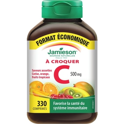 Jamieson Vitamine C à croquer 500 mg Format économique (330 unités), 3 saveurs assorties 330 ea, 0,05 $/1ch
