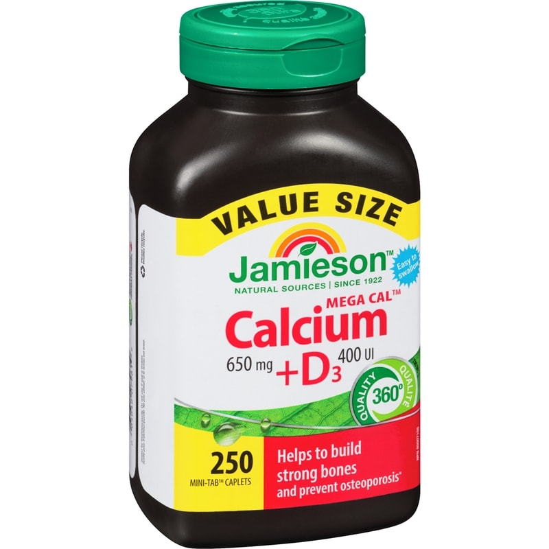 Mega Cal Calcium + Vitamin D3 400 IU Caplets, 650 mg Value Size