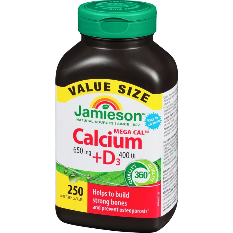 Mega Cal Calcium + Vitamin D3 400 IU Caplets, 650 mg Value Size