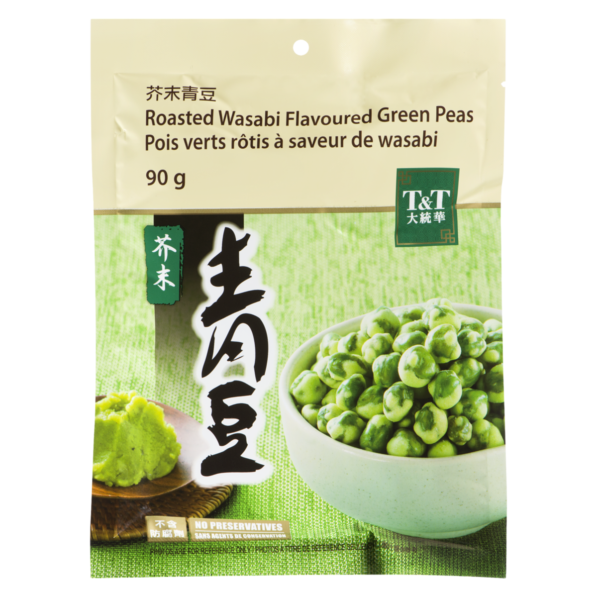T&T Pois verts rôtis au wasabi 90 g, 1,99 $/100g