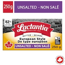 Lactantia European Style Unsalted Butter 82% M.F. 250 g, $3.00/100g