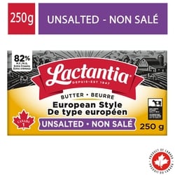 Lactantia Beurre non salé de type européen 250 g, 3,00 $/100g