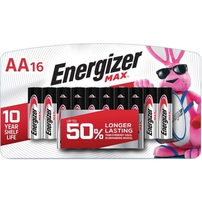 Energizer Alkaline Batteries AA16 1 ea, $0.62/1ea