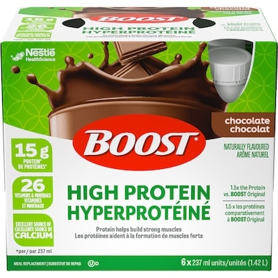 Nestle Health Science BOOST High Protein Meal Replacement Drink Chocolate, 6-Pack 6x237.0 ml, $0.93/100ml