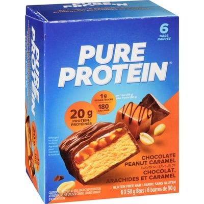 Barre protéinée, chocolat, arachides et caramel, emballage économique