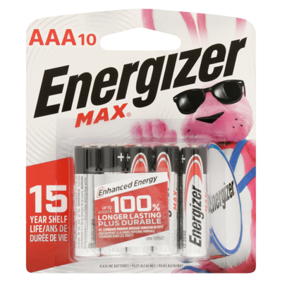 Energizer MAX Alkaline AAA Batteries, 10 Pack 1 ea, $1.45/1ea